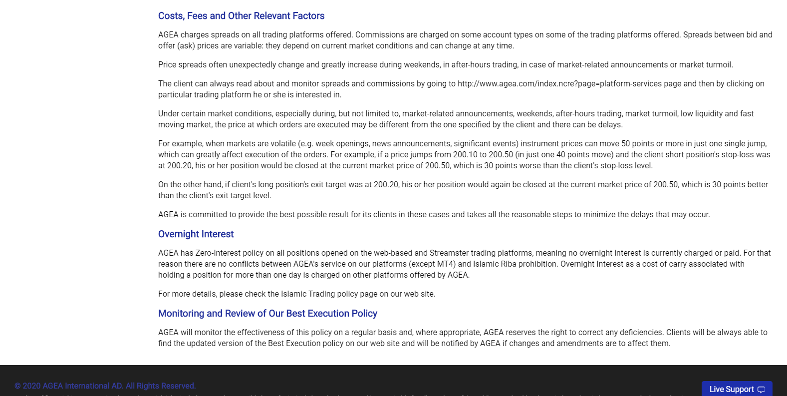 AGEA pricing structure